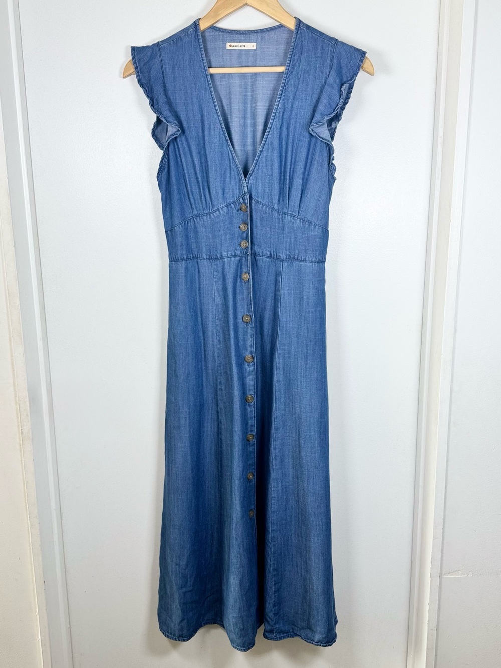 Marine Layer Camila Midi Chambray Denim Dress Women’s Small Nordstrom Boho EUC